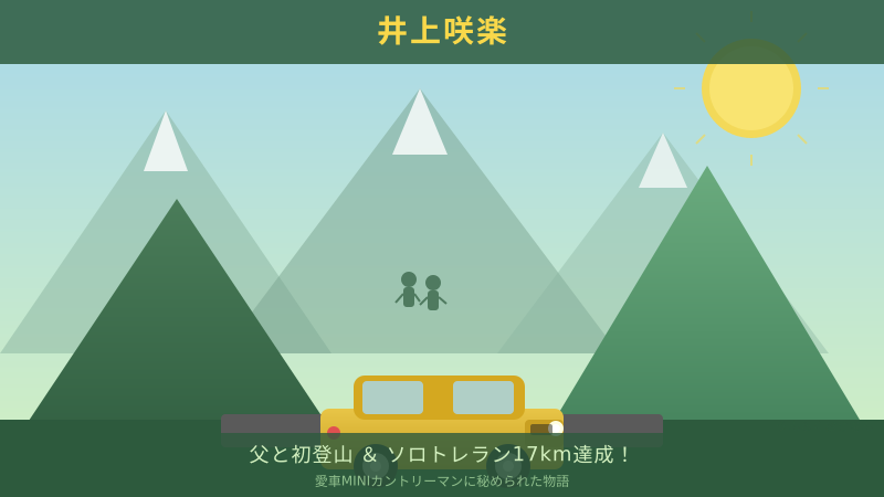 井上咲楽と父の初登山！愛車カントリーマンに秘められた話をしてあげよう